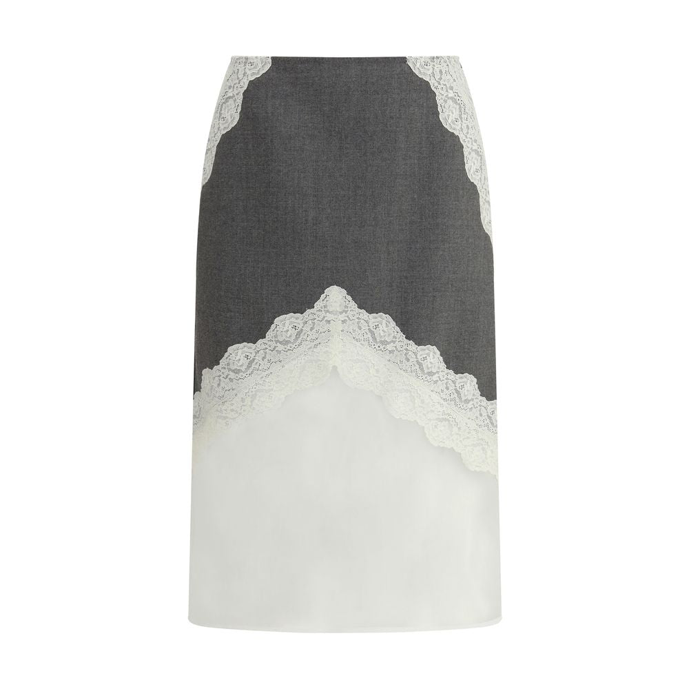 Jil Sander Gray Polyester Midi Skirt