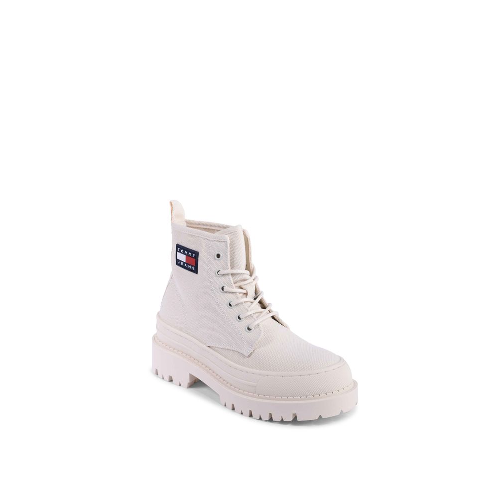Tommy Hilfiger Beige Recycled Cotton Lace-Up Boots