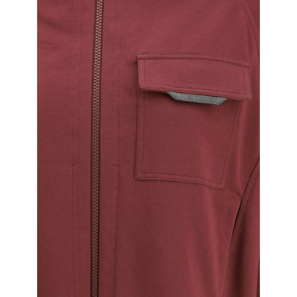 Brunello Cucinelli Bordeaux Cotton Cardigan