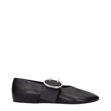 Jil Sander Black Leather Ballet Flats