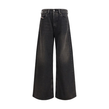 Diesel Black Cotton Relaxed Fit Jeans