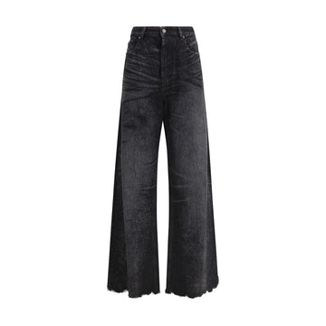 Diesel Black Cotton Relaxed Fit Jeans