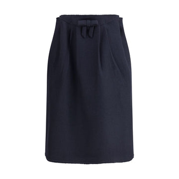 Prada Blue Fleece Wool Midi Skirt