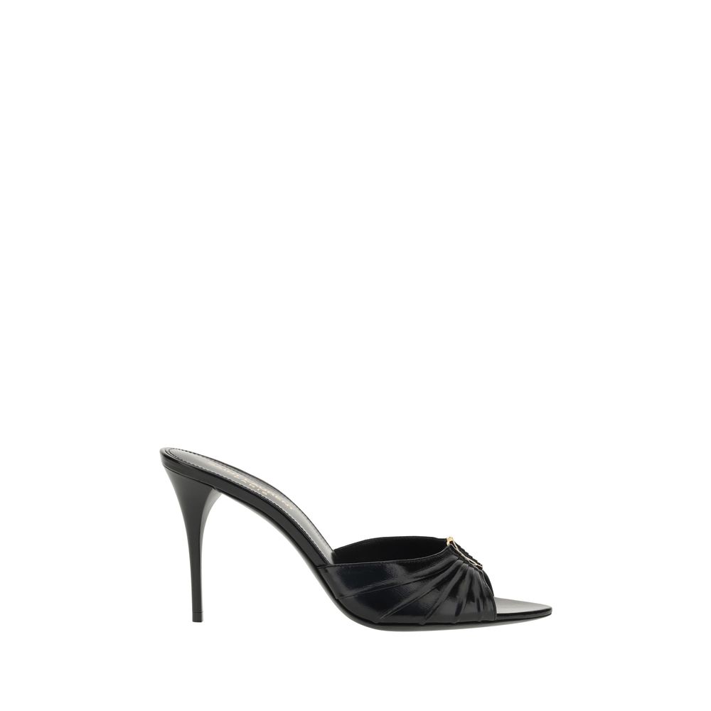 Saint Laurent Black Lamb Ovis Aries Aries Stiletto Heel Sandals